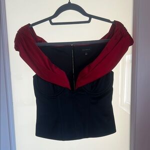 Elegant Black and Red Off-Shoulder Top
